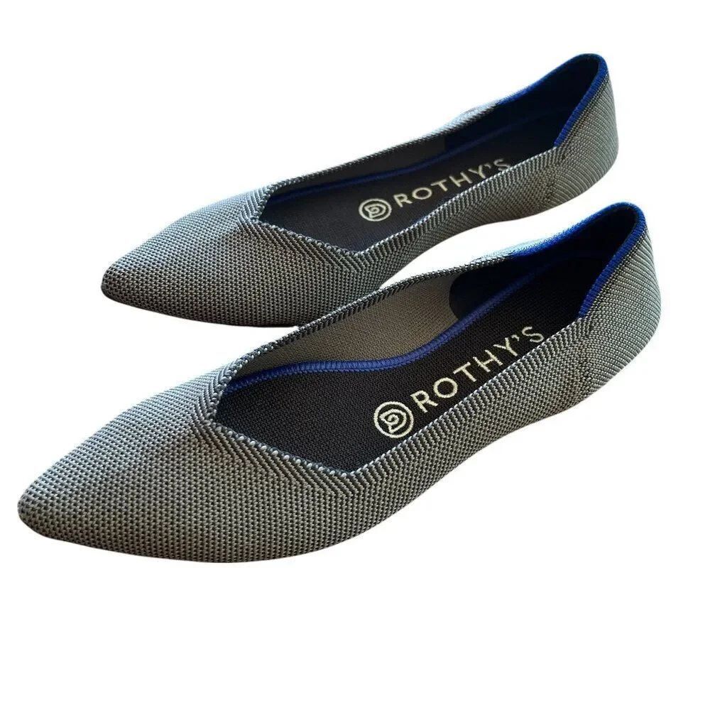 Rothy's The Point Ballet Flats Cloud Grey Birdseye Comfort Shoes Size 7